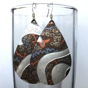✨ LAST PAIR! ✨ Bronze Teardrop Leather Earrings